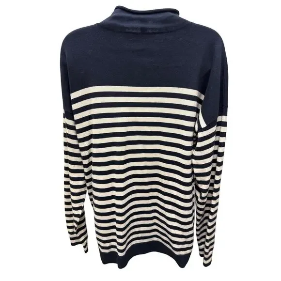 Lauren Ralph Lauren Womens SZ XL Cotton M button embellishments Navy Blue Stripe - Picture 3 of 4